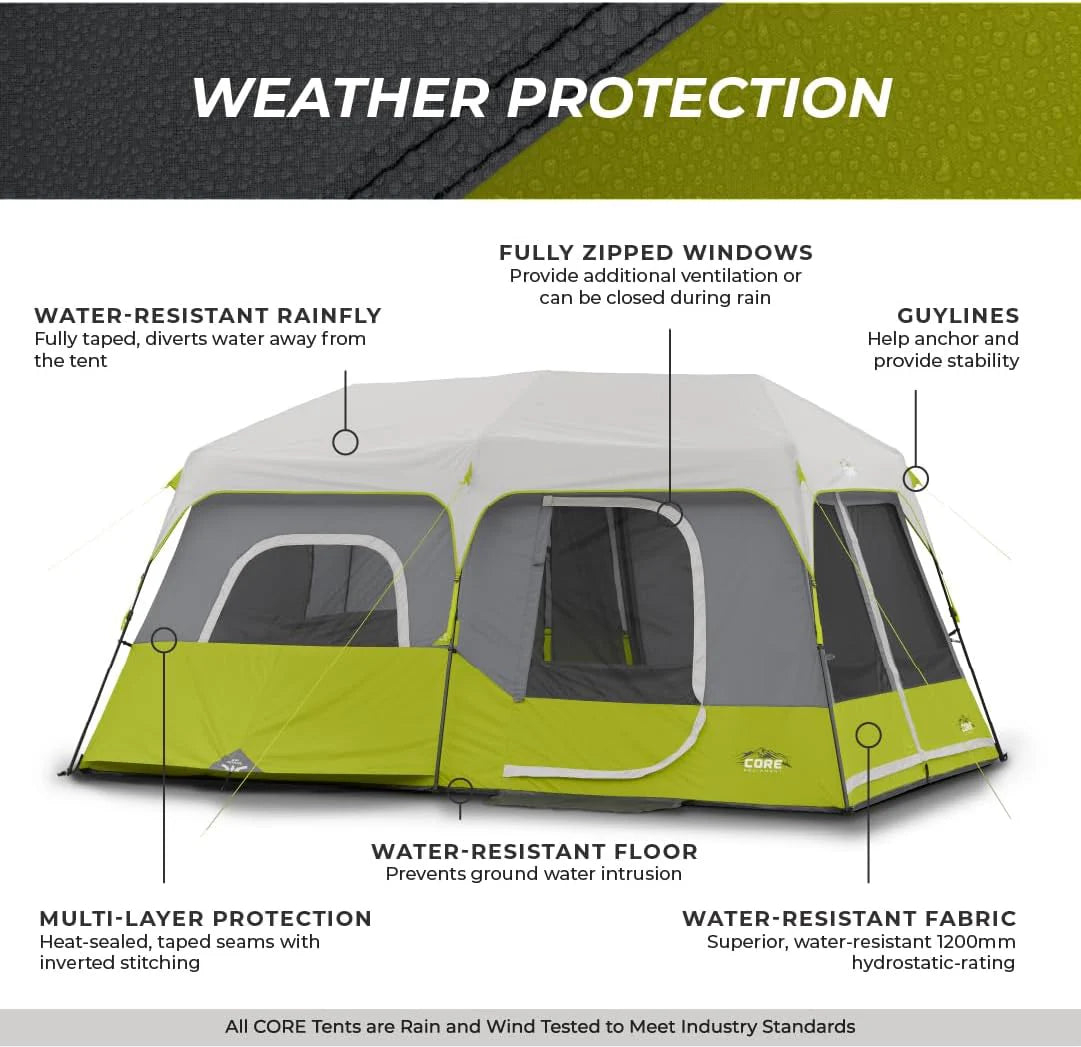 Core 9-Person Instant Cabin Tent, 14'x9', Green - image 6