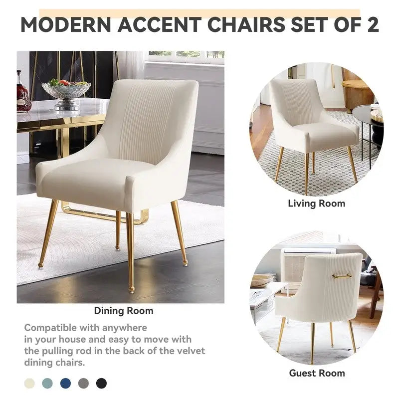 SEYNAR Set of 4 Modern Glam Boucle Velvet Dining or Vanity Chairs with Rear Handle - image 12