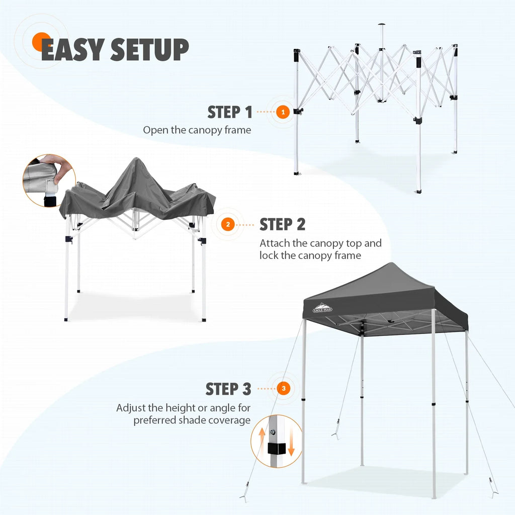 EAGLE PEAK 5x5 Pop up Canopy Tent Instant Outdoor Canopy Easy Set - up Straight Leg Folding Shelter（blue） - image 89