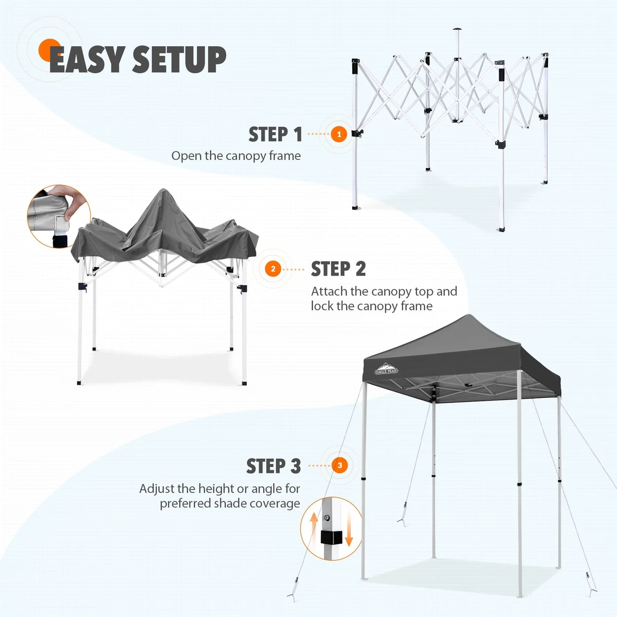 EAGLE PEAK 5x5 Pop up Canopy Tent Instant Outdoor Canopy Easy Set - up Straight Leg Folding Shelter（blue） - image 89