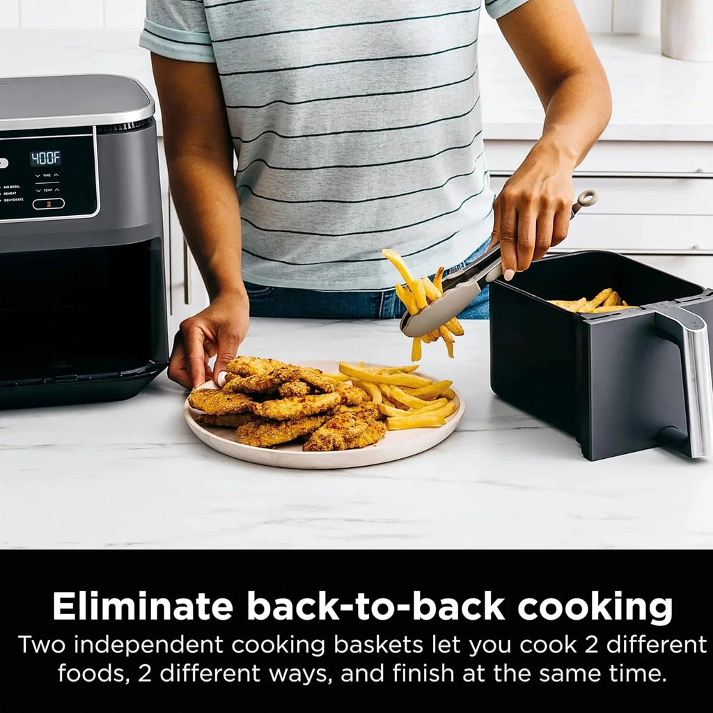Ninja Foodi 10QT 6-in-1 DualZone Smart XL Air Fryer, 2 Independent 5QT Baskets, Smart Cook Thermometer, Match Cook, Smart Finish, Air Fry, Roast, Bake, Dehydrate, Reheat, Grey, DZ550 - image 25