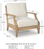 Signature Design by Ashley Clare View Coastal Outdoor Patio Eucalyptus Sofa with Cushions, Beige - image 30