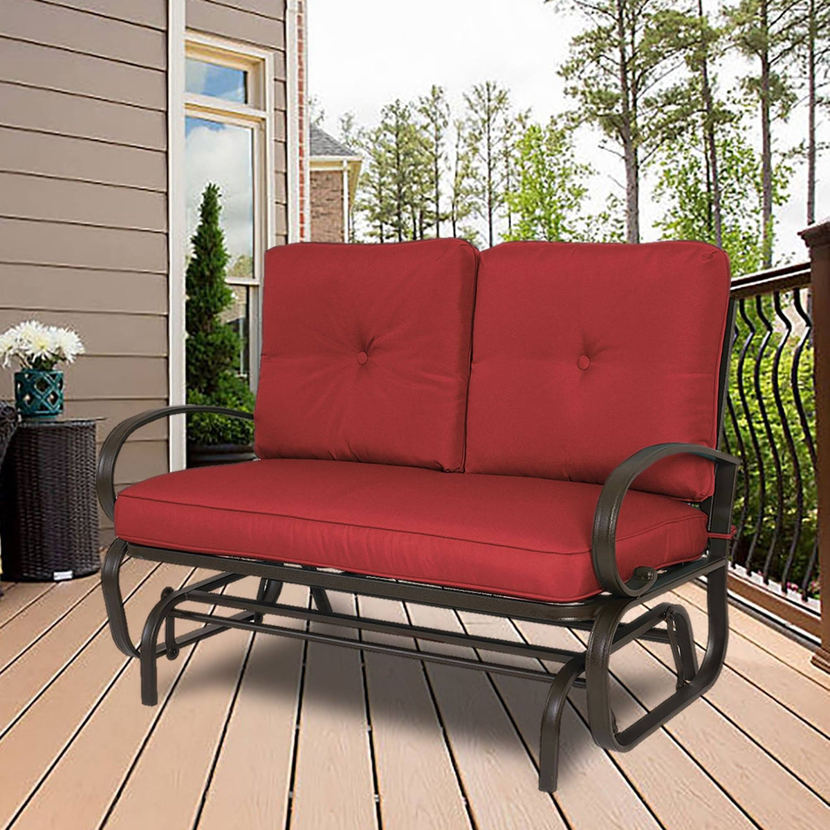Kozyard Cozy Rocking Love SEATS Glider Swing Bench/Rocker for Patio, Yard ( Burgundy Red) - image 1