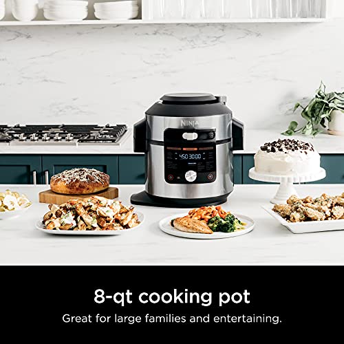 OL701 14 in 1 SMART XL 8 Qt. Pressure Cooker Steam Fryer with SmartLid & Thermometer Auto Steam Release, that Air Fries, Proofs & More, 3 Layer Capacity, 5 Qt. Crisp Basket, Silver/Black - image 9