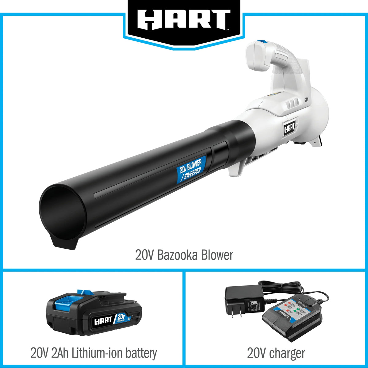 Hart 20-Volt 200 CFM Bazooka Blower Kit, (1) 20-Volt 2Ah Lithium-Ion Battery and Charger - image 2
