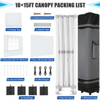 HOTEEL 10x15 Heavy Duty Canopy Tent - Commercial Pop Up with UV50+, Thick Hexagonal Frame, 4 Sidewalls, Anti-Pooling Design & Roller Bag (Black) - image 14