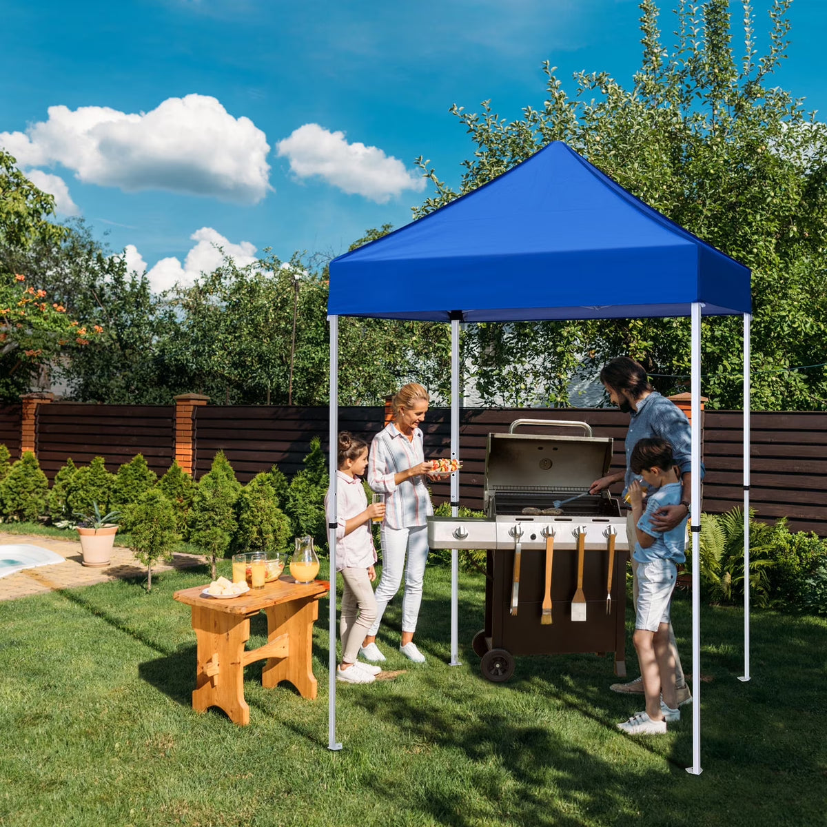 EAGLE PEAK 5x5 Pop up Canopy Tent Instant Outdoor Canopy Easy Set - up Straight Leg Folding Shelter（blue） - image 1
