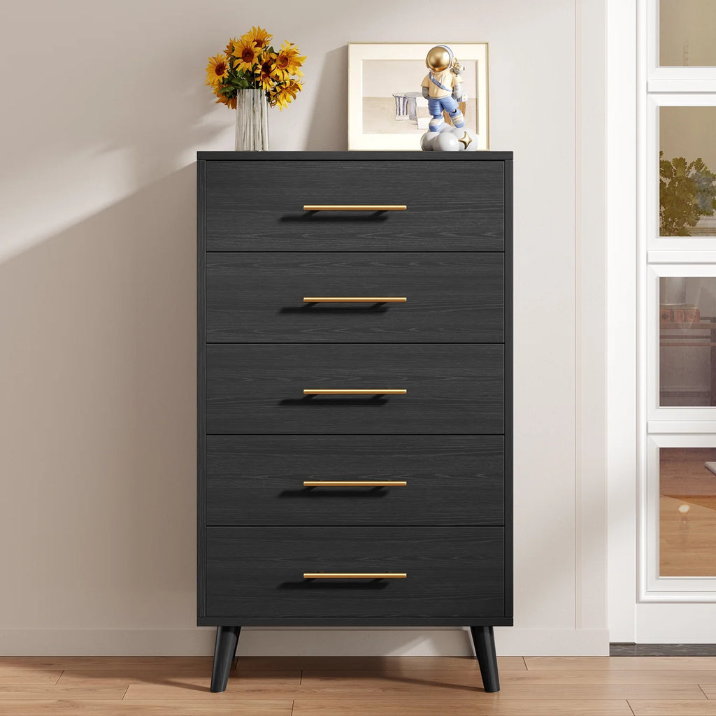 Bedroom Furniture Set - Includes Queen Bed Frame, Nightstands Set of 2, 5 - Drawer Dresser & Double Wide 6 - Drawer Dresser - Modern Storage Solution for Stylish Home Decor, Black - image 9