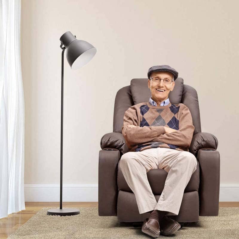 Electric Power Lift Recliner, Leather Massage Reclining Sofa, Elderly Lift Chair with Lumbar Heating & 8 Vibrating Nodes, Cup Holder, USB Port - image 7