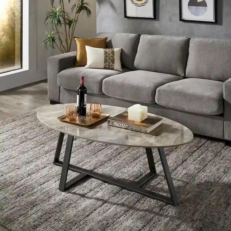 iNSPIRE Q Modern Jurmala Glossy Sintered Stone Tables with Grey Metal Base - image 6