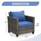 Ainfox 7 Pcs Outdoor Patio Furniture Sofa Set on Sale, Grey Rattan Grey Cushion - image 27