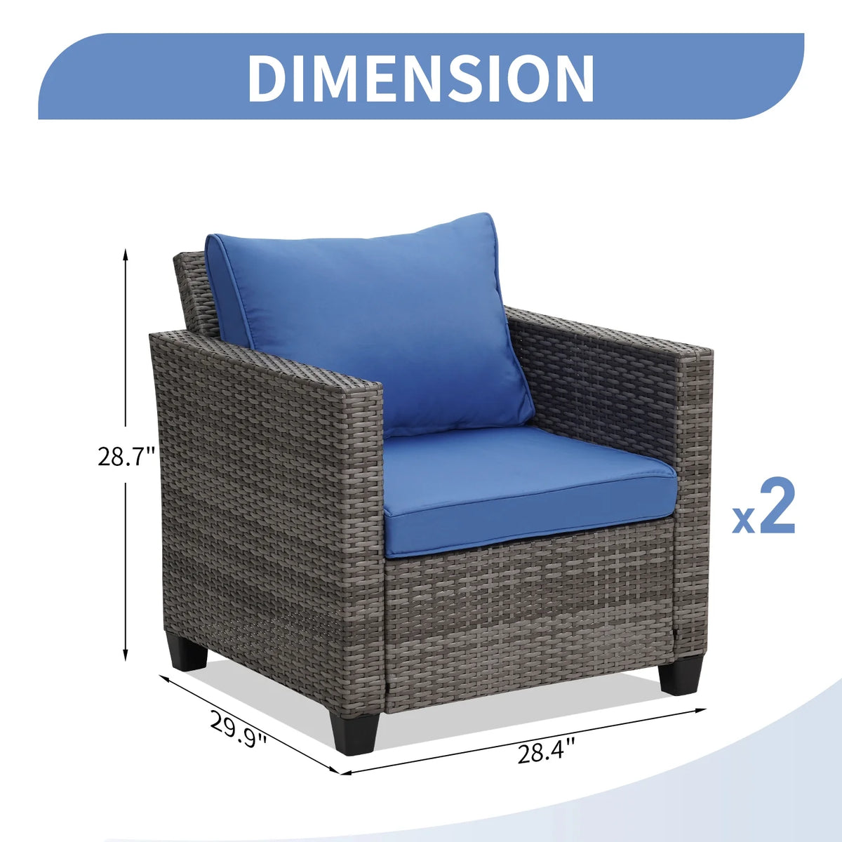 Ainfox 7 Pcs Outdoor Patio Furniture Sofa Set on Sale, Grey Rattan Grey Cushion - image 27