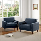 Set of 2 Modern Wide Armchairs in Corduroy - Accent Chairs - image 27