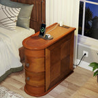 Solid Wood Chairside End Table, Two-Drawer Narrow Side Table Slim - image 46