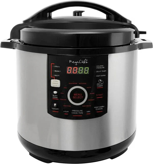 12 Quart Digital Pressure Cooker with 15 Preset Options and Glass Lid, Silver - image 1