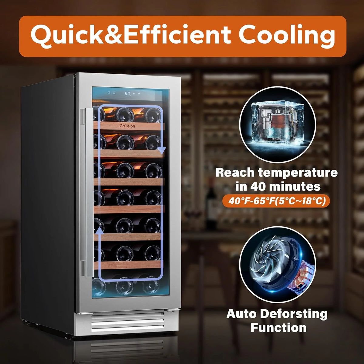 24'' Wine Cooler Refrigerator - 46 Bottle Wine Fridge Dual Zone with Modern Touch Intelligent Digital 40°-65°F Low Noise, Built in or Freestanding Wine Cooler for Home and Kitchen - image 45