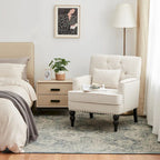 Set of 2 Arm Chair Upholstered Button Tufted Accent Chair with Lumbar Pillow Beige/ Grey/ Light Blue - image 25