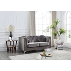 Velvet Button-Tufted Pompano Loveseat - image 1