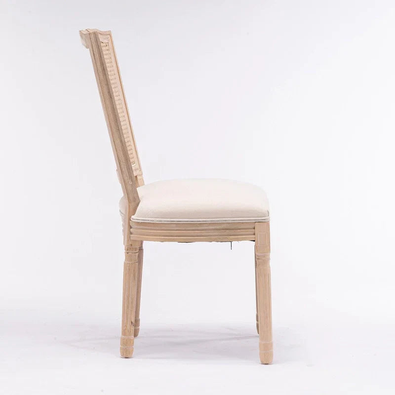 Set of 2 Antique Rattan-Back Dining Chairs with Solid Wood Frame - image 10