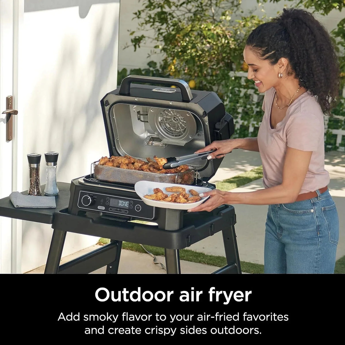 7-in-1 Grill & Smoker with Thermometer, Air Fryer, BBQ, Bake, Roast, Broil - Portable Electric Outdoor Grill, Grey - image 10