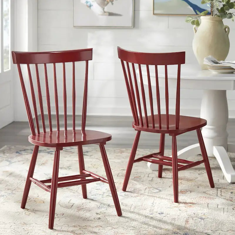Set of 2 Spindle Back Dining Chairs Solid Rubberwood Farmhouse Style - image 9