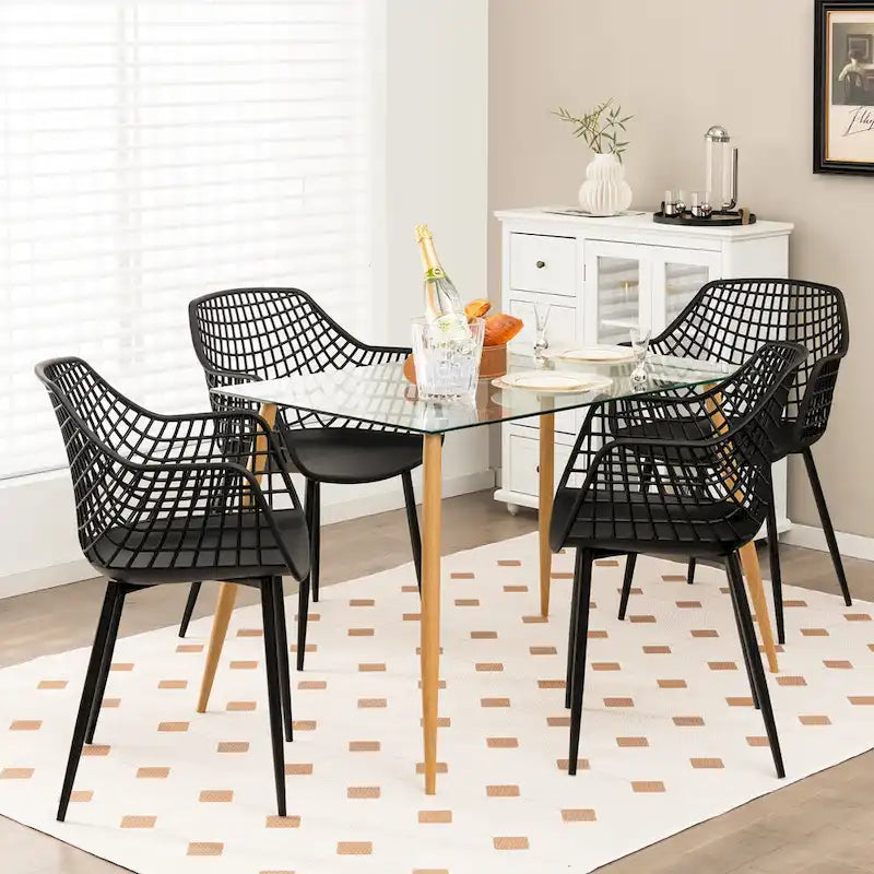 Set of 4 Modern Plastic Shell Dining Chairs with Metal Legs by Costway - image 3