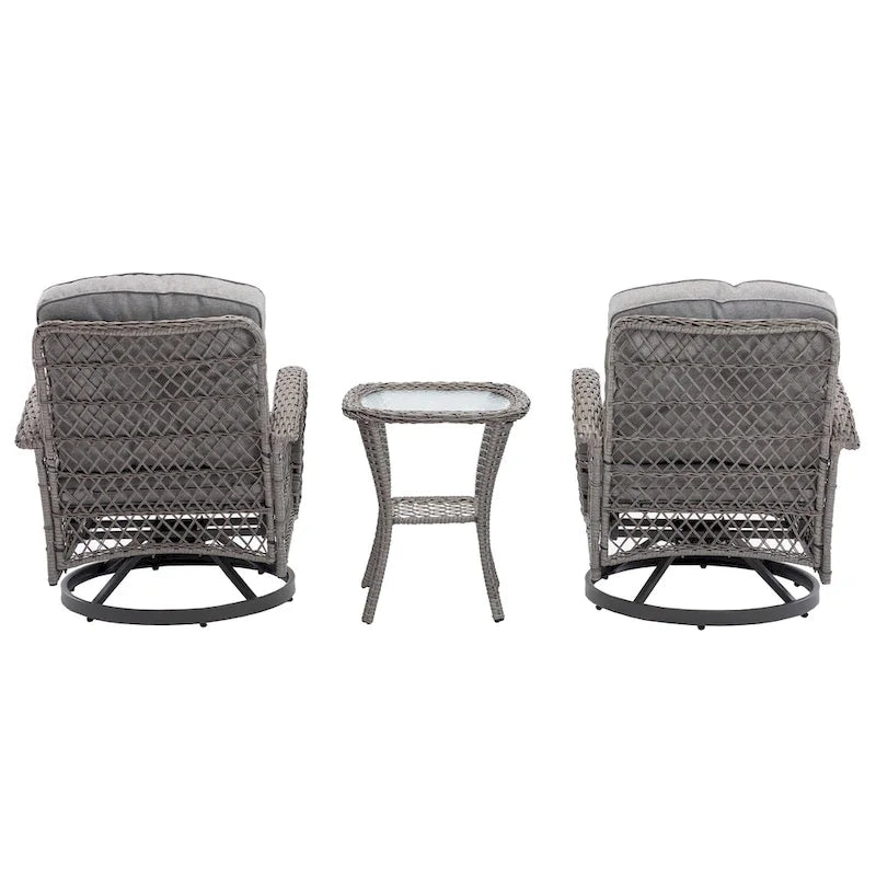 3 Pieces Outdoor Swivel Rocker Patio Chairs, 360 Degree Rocking Patio Conversation Set - image 15
