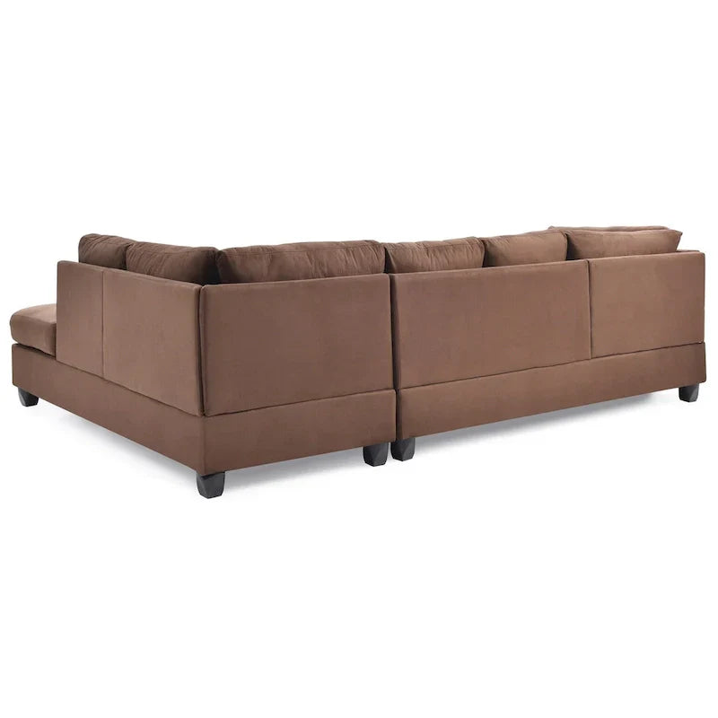 Malone 111-Inch Suede 4-Seater Sectional Sofa with Two Throw Pillows - Dimensions: 111L x 78W x 34H - image 22