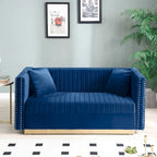 Modern Velvet Loveseat with Vertical Channel Tufting - 61.4 x 28 x 28 inches - image 2