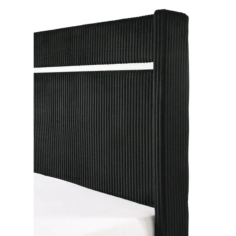 Pedro 6-Piece Black Velvet Upholstered Bedroom Collection - image 14