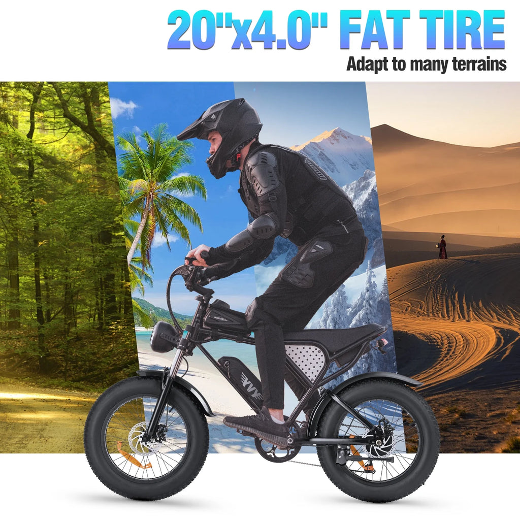 YVY 1500W Electric Bike for Adults, 33MPH 20'' Fat Tire Electric Motorcycle, 48V 20AH Removable Battery, 30 - 60 - image 18