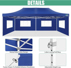 COBIZI 10x20 Heavy Duty Pop up Canopy Tent with 6 sidewalls Easy Up Commercial Outdoor Canopy Wedding Party Tents for Parties All Season Wind & Waterproof Gazebo with Roller Bag,Black(Frame Thickened) - image 233