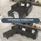 Modular Sectional Sofa, Convertible U Shaped Sofa Couch with High Density Memory Foam, 6 Seat Comfy Modular Sofa Couch for Living Room, Modern U Shaped Sectional Sofa, Dimgrey - image 7