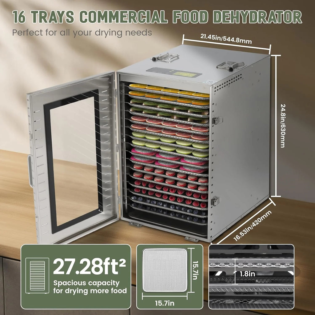 Commercial Food Dehydrator 16 Trays 1500W 70-190 F Large - image 2
