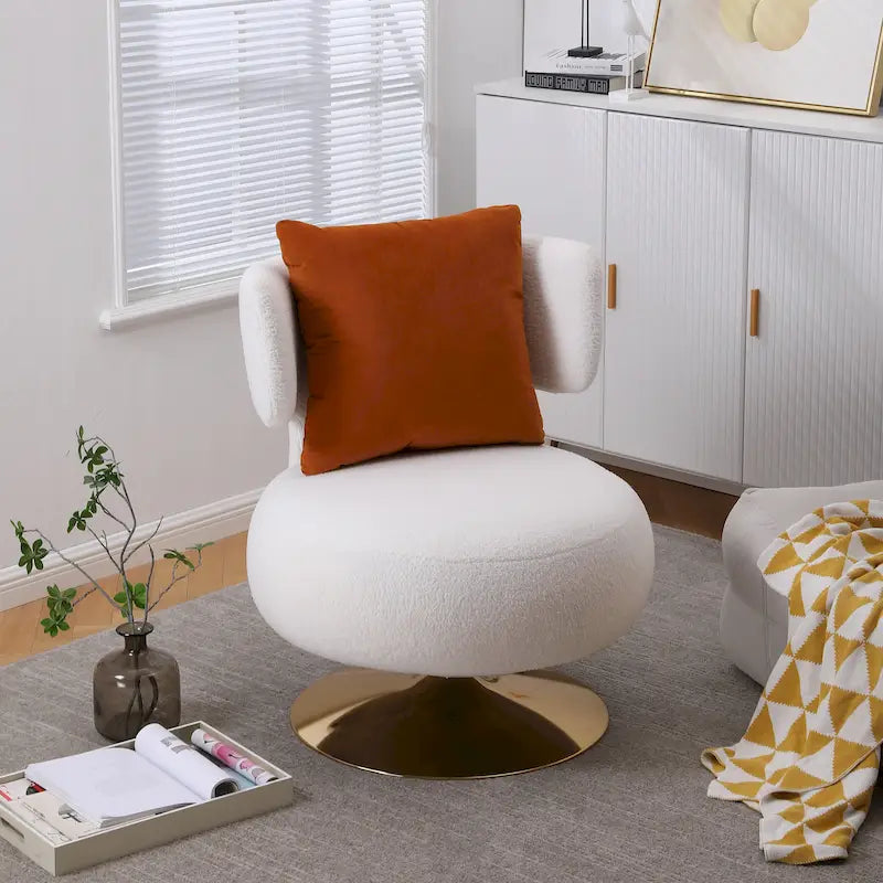 Round Barrel Chair with Fabric and Swivel Design - image 10