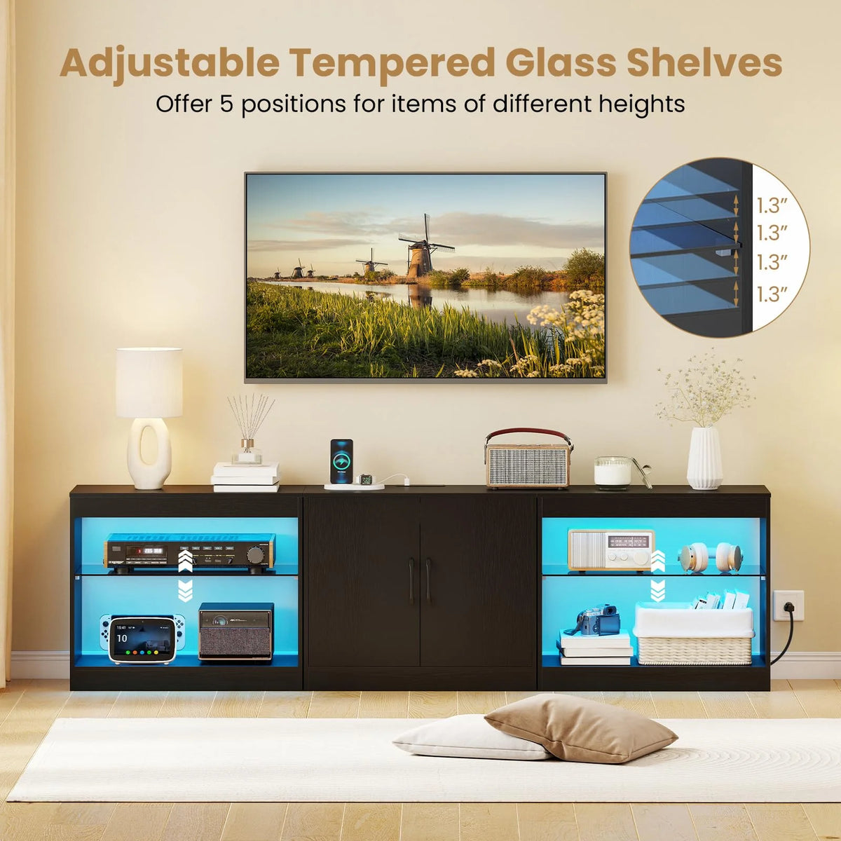 Tangkula TV Stand for TVs up to 85 Inches LED Entertainment Center with Power Outlets - image 7