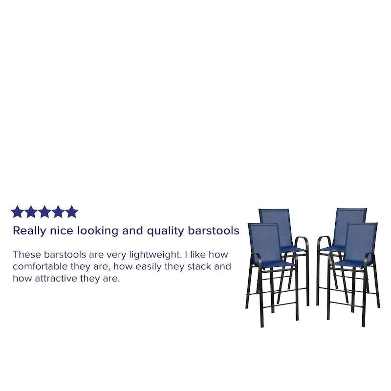 Set of 4 Outdoor Barstools with Flexible Comfort Material - Patio Seating - image 34