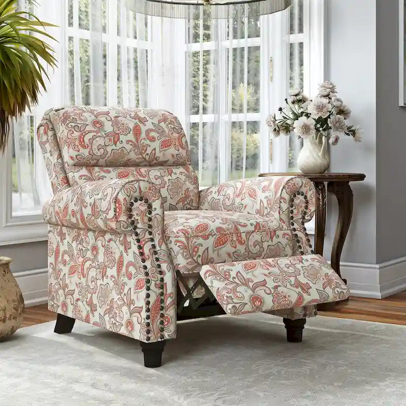 Push Back Recliner Chair with Padded Cushion and Solid Wood Legs - image 7