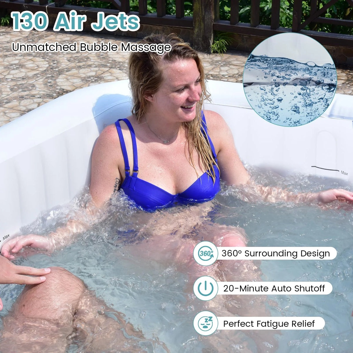 Inflatable Hot Tub, Blowup Pool Hottub, Portable Outdoor Water SPA - image 5