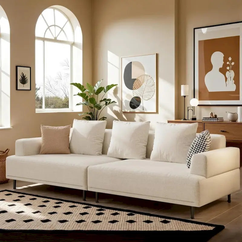 Contemporary Deep Seat Sofa with Cushions, Elevated Legs, Cozy Living Room Seating, Ideal for Apartments - image 1