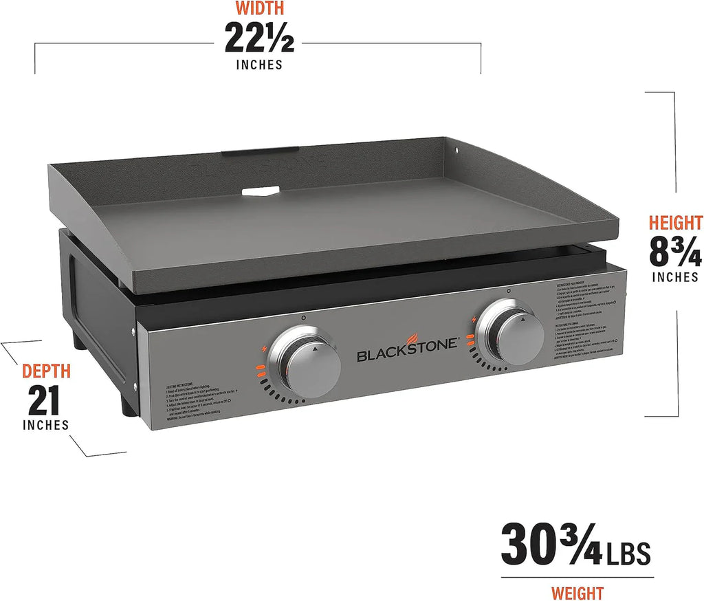 Blackstone 1666 22” Tabletop Griddle with Stainless Steel Faceplate, Powder Coated Steel, Black - image 7