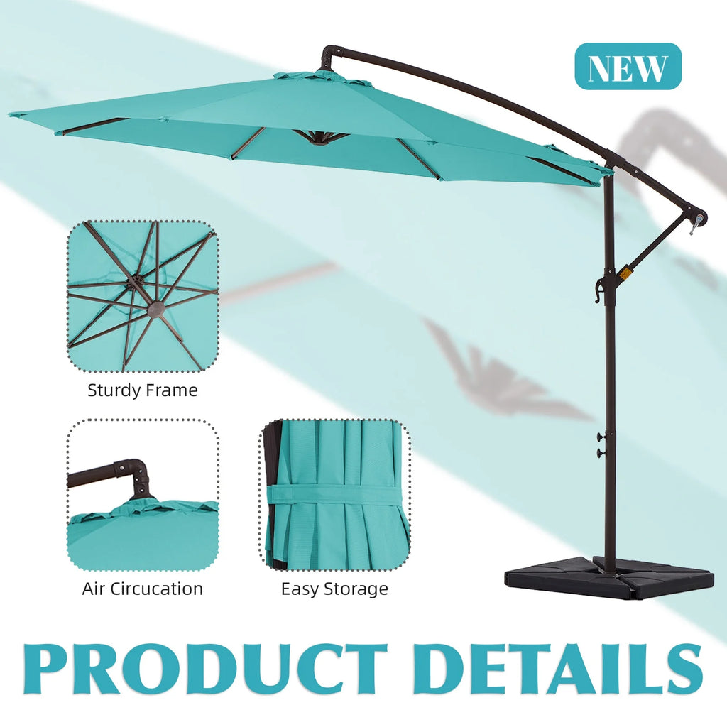 JUSTLET 10ft Heavy Duty Patio Hanging Offset Cantilever Patio Umbrella W/ 4-Piece Base Included Included, Beige - image 51