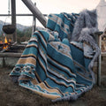 Aztec Faux Fur Blanket - Anifurry Grey+Turquoise / Queen 90"x90" - image 1
