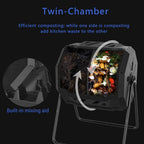 Large Compost Tumbler Bin Dual Compartment Better AirCirculation Efficient Compost BPA Free Sturdy Steel Frame 43Gallon (2 21.5Gal) Blue Door - image 2