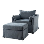 Sophie Contemporary Oversized Slipcovered Armchair and Ottoman with Lockable Rear Wheels - image 2