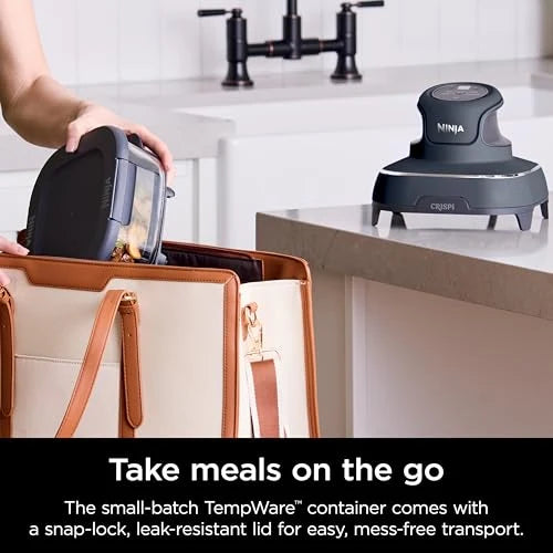 4 in 1 Portable Glass Air Fryer Cooking System, 4QT & 6 Cup Glass Containers with Storage Lids, Easy Meals, Microwave, Freezer & Dishwasher Safe, Air Fry, Bake & More, Cyberspace, FN101GY - image 9