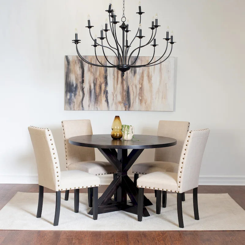 Roundhill Furniture Mytzi 5-Piece Dining Set: Cross-Buck Table with 4 Elegant Chairs - image 6