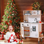 Children's small land play kitchen, wooden children's play kitchen toy set - image 6