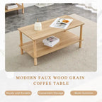 39-Inch Coffee Table with Two-Tier Design and Rubberwood Legs - image 8