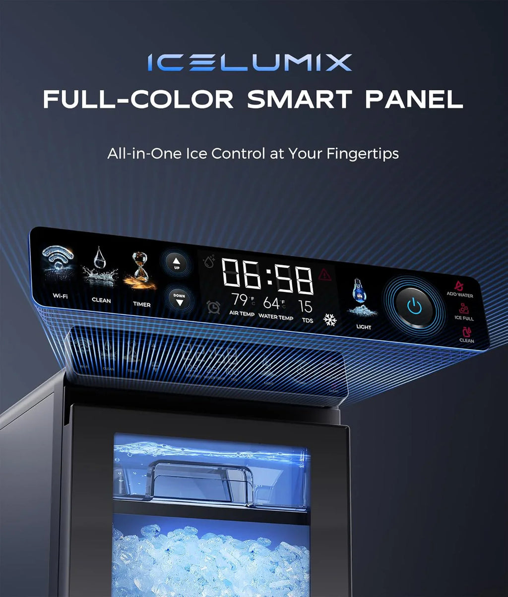 Nugget Ice Maker Countertop, Smart Pebble Ice Machine with APP Control, 44 lbs/24H Soft Pellet Chewable Ice with Self-Cleaning, Stainless Steel. - image 3